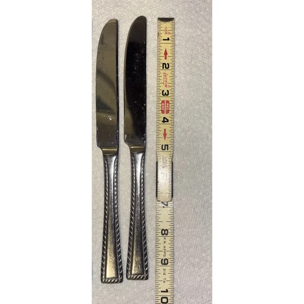 Dinner Knives Solid Oneida PANACHE Stainless Rope Trim Flatware Knives Lot Of 8